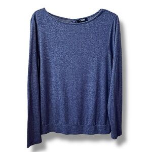 Chaps Womens Knit Top Size Large Long Sleeve Twist Back Blue Casual Athleisure